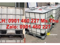 Vỏ thùng nhựa 1000l đựng hóa chất, tank nhựa vuông 1000 lít giá rẻ, bồn nhựa vuông 1000 lít có khung sắt 