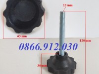 Chân tăng chỉnh đế nhựa đen bulong M6, M8, M10 và M12 