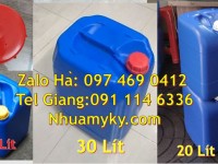 Can nhựa 25 lít vuông xanh có nắp thoát khí đựng axit, can 20l giá rẻ, can 25l trắng,can dẹp 30 lít 