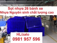 Thùng nhựa rỗng 26 bánh xe, sọt nhựa 26 bánh xe, sóng nhựa hở 26 bánh xe