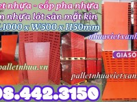 Pallet nhựa lót sàn sân khấu 1000x500x50mm mặt liền màu cam