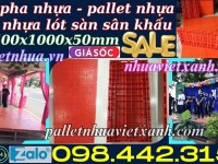 Pallet nhựa lót sàn sân khấu 1000x500x50mm mặt liền màu cam