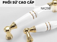 Tay nắm tủ hợp kim cao cấp phối sứ trắng NK298 | Zalo 0901 196 552