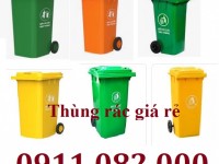  Thùng thu gom rác giá rẻ- thùng rác 120 lít 240 lít giá sỉ tại miền tây- lh 0911082000