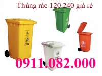  Thùng thu gom rác giá rẻ- thùng rác 120 lít 240 lít giá sỉ tại miền tây- lh 0911082000