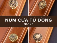 Núm cửa tủ đồng thiết kế hoa văn cổ điển NK497 | Zalo 0901 196 552