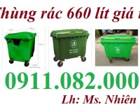  Chuyên sỉ thùng rác giá rẻ- thùng rác 120l 240l 660l màu xanh- lh 0911082000