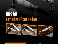 Tay nắm tủ phối sứ trắng NK298 | Zalo 0901 196 552