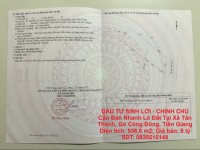 ĐẦU TƯ SINH LỜI - CHÍNH CHỦ Cần Bán Nhanh Lô Đất Tại Xã Tân Thành, Gò Công Đông, Tiền Giang