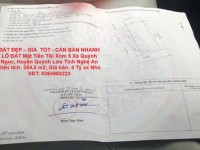 ĐẤT ĐẸP – GIÁ  TỐT - CẦN BÁN NHANH LÔ ĐẤT Mặt Tiền TẠI Xóm 5 Xã Quỳnh Ngọc, Huyện Quỳnh Lưu Tỉnh