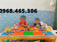 Bàn lego trẻ em bằng gỗ, bàn chơi lego trẻ em