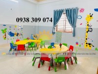 Bàn bán nguyệt mầm non, bàn nhựa mầm non hình bán nguyệt