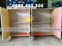 Tủ gỗ đựng chăn gối mầm non, tủ gỗ nhà trẻ mẫu giáo