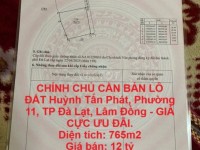 CHÍNH CHỦ CẦN BÁN LÔ ĐẤT Huỳnh Tấn Phát, Phường 11, TP Đà Lạt, Lâm Đồng - GIÁ CỰC ƯU ĐÃI.