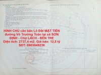CHÍNH CHỦ cần bán Lô Đất MẶT TIỀN đường Võ Trường Toản tại xã SƠN ĐỊNH - Chợ LÁCH - BẾN TRE