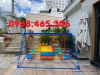 Xích đu trẻ em 3 chỗ ngồi, xích đu mầm non ngoài trời