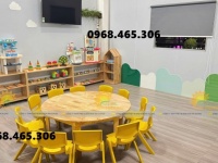 Bàn tròn gỗ mầm non, bàn gỗ tròn mầm non chất lượng cao