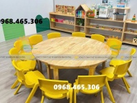Bàn tròn gỗ mầm non, bàn gỗ tròn mầm non chất lượng cao