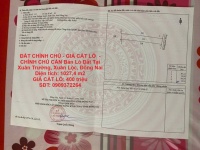 ĐẤT CHÍNH CHỦ - GIÁ CẮT LỖ  - CHÍNH CHỦ CẦN Bán Lô Đất Tại Xuân Trường, Xuân Lộc, Đồng Nai