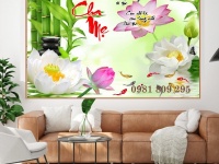 Gạch tranh  ốp tường 3d hoa sen 