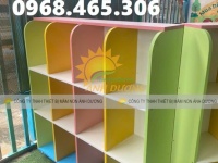 Kệ đựng cặp sách mầm non bằng gỗ MDF nhiều màu