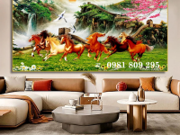 Gạch ốp 3d phòng khách ngựa 