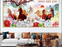 Gạch ốp 3d phòng khách ngựa 