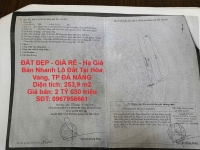 ĐẤT ĐẸP - GIÁ RẺ - Hạ Giá Bán Nhanh Lô Đất Tại Hòa Vang, TP ĐÀ NẴNG