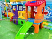 Cầu trượt 2 khối nhà, ngôi nhà cầu trượt trẻ em