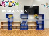 Kệ số mầm non, kệ số 123 mầm non bằng gỗ