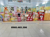 Kệ số mầm non, kệ số 123 mầm non bằng gỗ