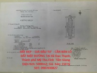 ĐẤT ĐẸP – GIÁ ĐẦU TƯ  - CẦN BÁN LÔ ĐẤT MẶT ĐƯỜNG TẠI Xã Đạo Thạnh, Thành phố Mỹ Tho,Tỉnh  Tiền Giang