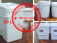 SX vỏ thùng sơn trơn 16 lít tròn, xô nhựa 18 lít tròn, thùng nhựa 20 lít vuông 