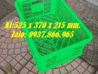 Sọt nhựa dùng trong cont lạnh, sóng nhựa nguyên sinh sọt nhựa 525 x 370 x 215 mm