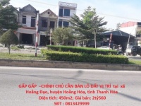 GẤP GẤP  –CHÍNH CHỦ CẦN BÁN LÔ ĐẤT VỊ TRÍ  tại  xã Hoằng Đạo, huyện Hoằng Hóa, tỉnh Thanh Hóa