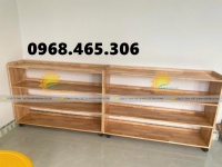 Kệ nhà trẻ, kệ gỗ cao su mầm non, kệ 3 tầng mầm non