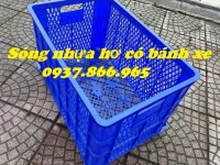 Sọt có bánh xe kích thước to,Sọt chở hàng trong xưởng may, sọt có bánh xe dưới đáy, so