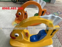 Bập bênh đôi 2 con cá trẻ em, bập bênh composite mầm non, bập bênh đế cong mầm non