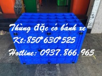 Thùng nhựa nguyên sinh có bánh xe, thùng nhựa đặc có 8 bánh xe, thùng nhựa nguyên sinh