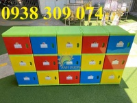 Tủ đựng cặp mầm non, tủ nhựa đựng balo mầm non chia theo ô
