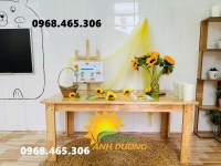 Bàn gỗ gập chân mầm non, bàn gỗ ghế gỗ mầm non