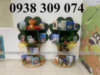 Kệ sách mầm non, kệ gỗ 3 tầng mầm non nhiều mẫu