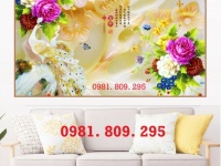 Gạch tranh chim công 3d sứ ngọc 