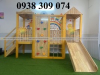Cầu trượt gỗ liên hoàn, cầu trượt gỗ ngoài trời giá rẻ