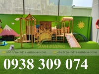 Cầu trượt gỗ liên hoàn, cầu trượt gỗ ngoài trời giá rẻ