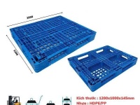 PALLET NHỰA 1200 x 1000 x 145 mm TẢI VỪA, MÀU XANH. MUA/BÁN LH: 0964018718