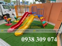 Cầu trượt máng đôi, cầu trượt đôi mầm non 2 máng song song