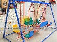 Xích đu thuyền rồng mầm non, xích đu 3 dạng 8 chỗ ngồi