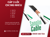 Cáp sangjin 3x0.5, 3x0.75, 3x1.25, 3x1.5, 3x2.5 Sài Gòn, Đồng Nai, Bình Dương