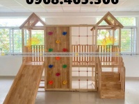 Cầu trượt gỗ liên hoàn, bộ cầu trượt gỗ trẻ em
